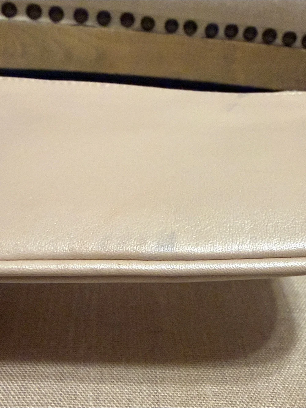 Coach Beige Leather Mini Wristlet with Silver Hardware